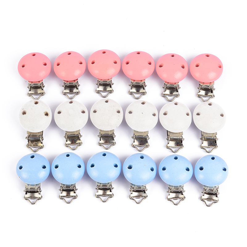 Baby Products Wholesale - 10Pcs Round Wood Pacifier Clip Baby
