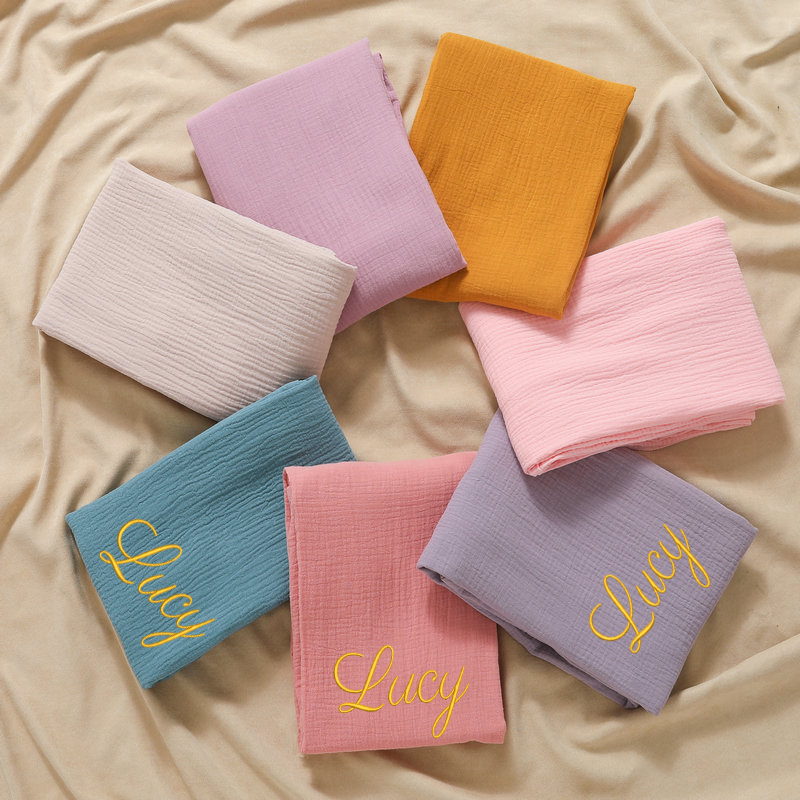 Baby Swaddle Blanket - Personalized Name Embroidered Custom Baby Cotton